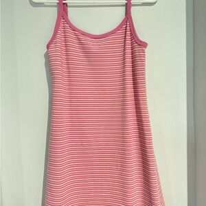 American Eagle Outfitters Pink and White Spaghetti Strap Slip Dress